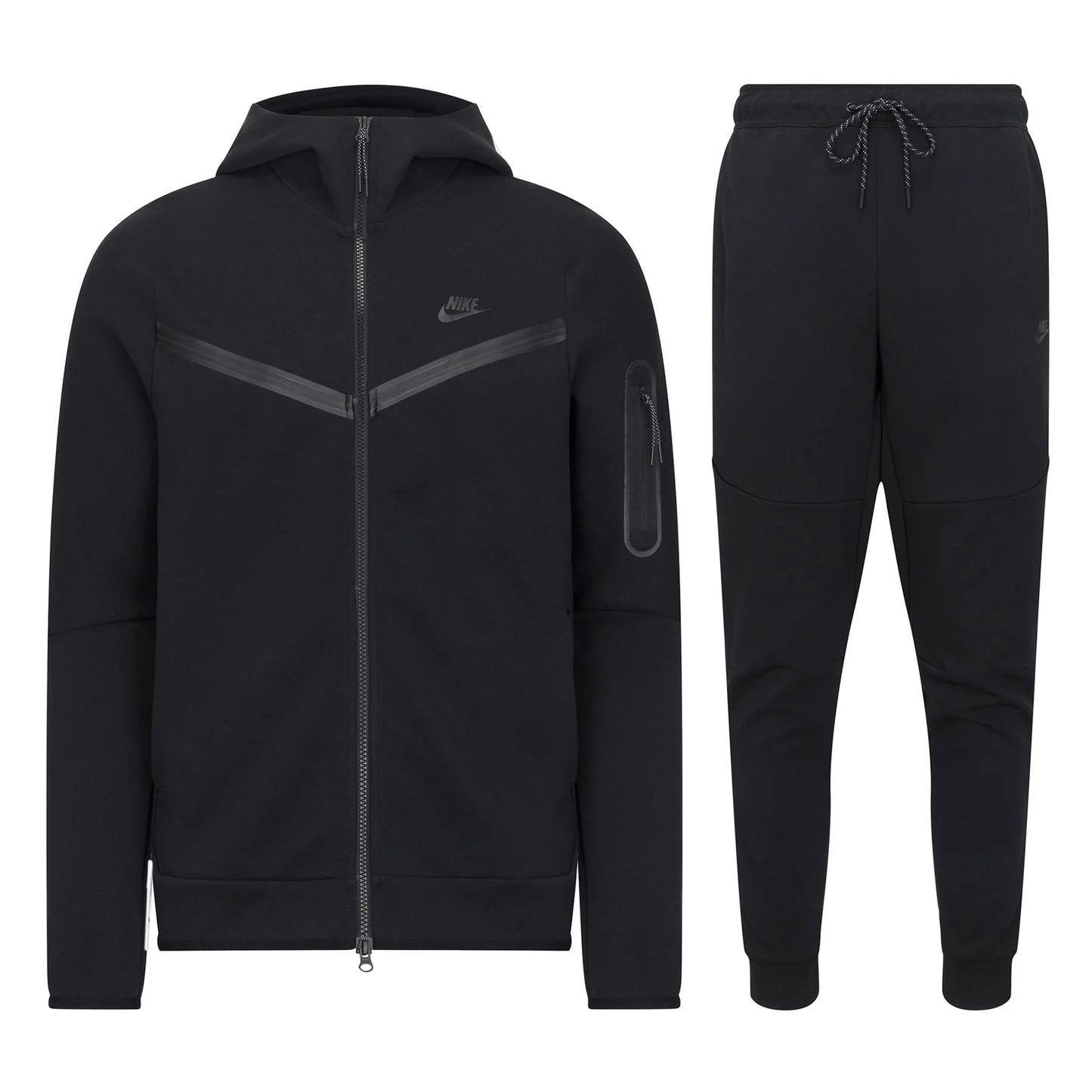 Nike Tech Fleece Full Zip Hoodie Joggers Set - Black / Black - Men Sizes