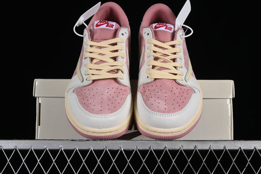 Travis Scott x Air Jordan 1 Low OG Pink Beige Red DM7866-600- Men Size
