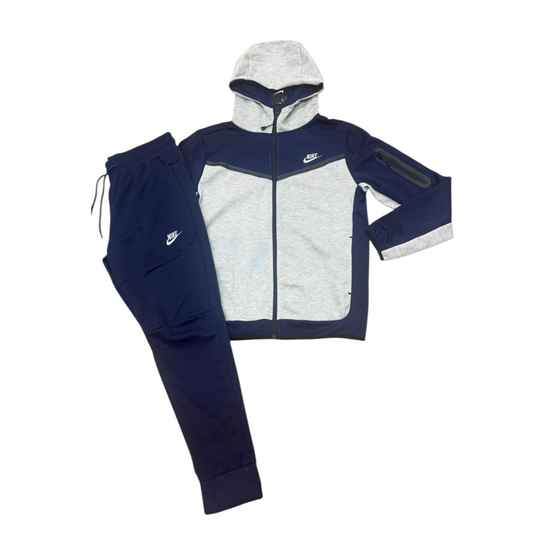 Nike Tech Fleece Hoody Set - Grey / Navy - Men Size