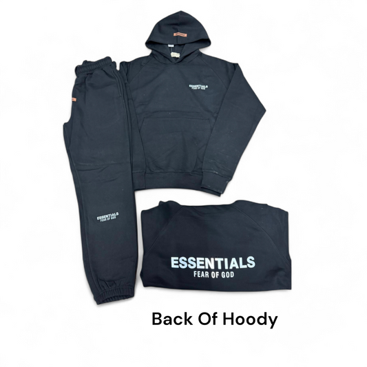 Essentials Hoody Set - Reflective Print - Men Sizes- Black / White