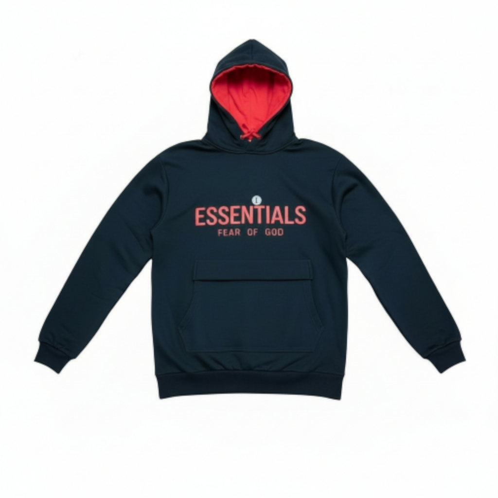 Essentials Large Pocket Hoody Set- Black / Red - Men Size