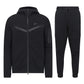 Nike Tech Fleece Full Zip Hoodie Joggers Set - Black / Black - Men Sizes