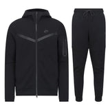 Nike Tech Fleece Full Zip Hoodie Joggers Set - Black / Black - Men Sizes